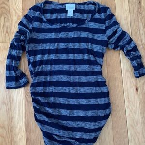 Motherhood maternity navy striped 3/4 shirt